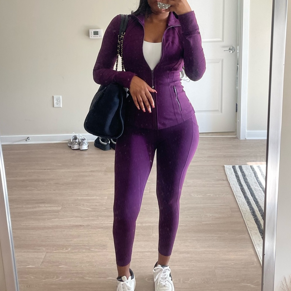 Purple Lululemon set align leggings define jacket